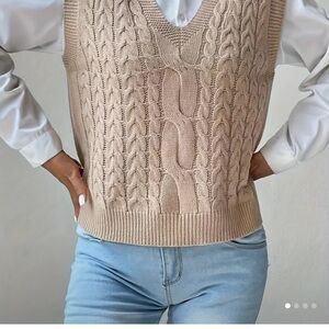 Solid Color V-Neck Pullover Sweater, Casual Sleeveless Knitted Tank Top